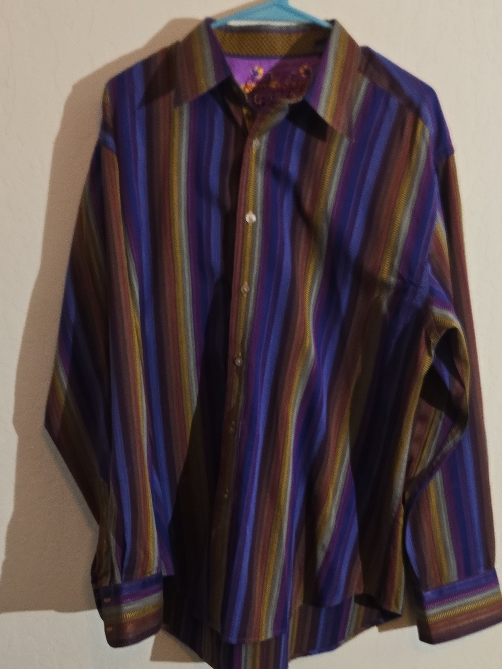 Robert Graham Multicolor Striped Button-Down Shirt - Purple, Brown, Blue